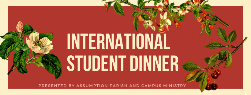international student dinner with floral embellishment