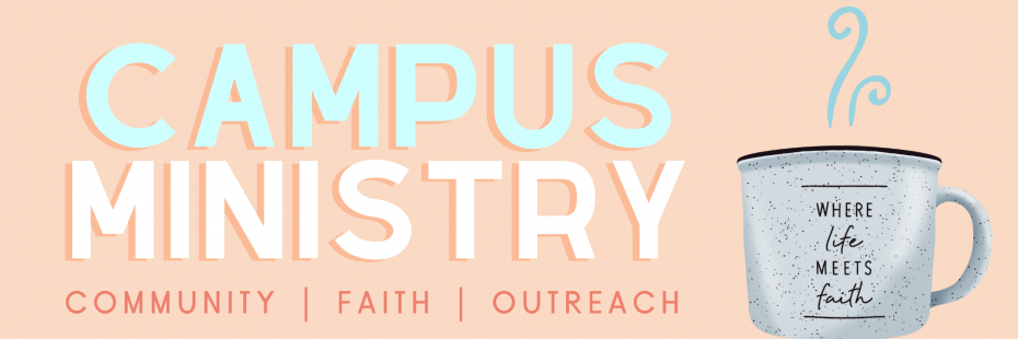 Campus Ministry Banner with mug illustration