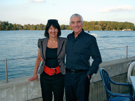 Dorothy Spiller with Alan Wright pose by the river.