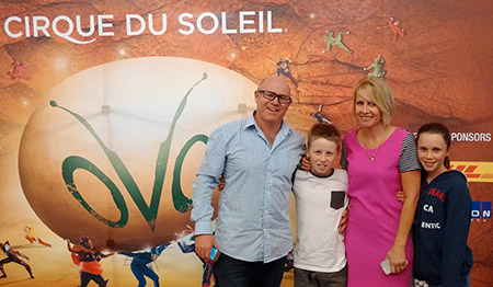 The Paterson family at the Cirque du Soleil performance in Windsor