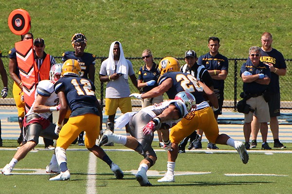 running back Tarrence Crawford, no. 26, leads all Lancers with three touchdowns in 2016.