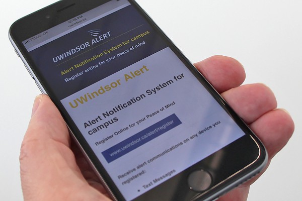 cellphone displaying UWindsor Alert screen