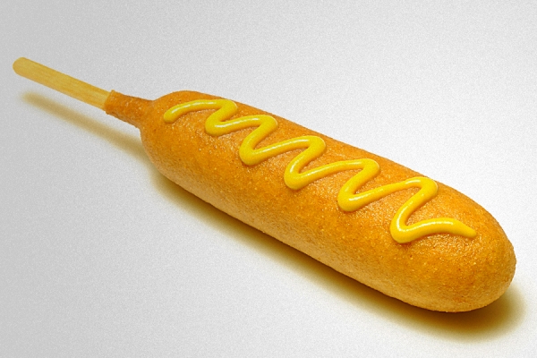 battered hot dog on a stick