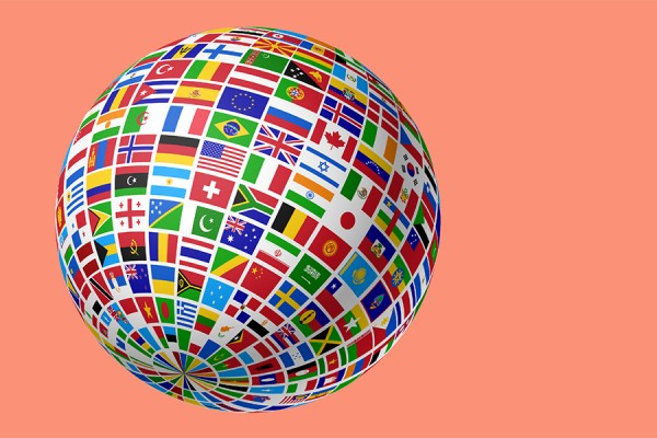 Globe made up of flags of the world
