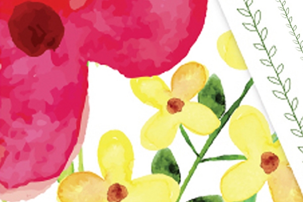 Gourmet Gardens invitation - watercolour flowers