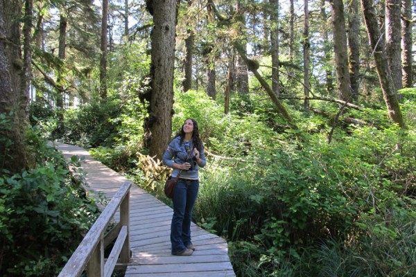 Christine Madliger walking in woods