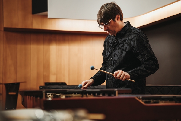 Nicholas Papador playing marimba
