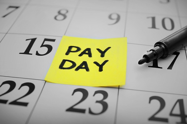 Calendar marked &quot;Pay Day&quot;