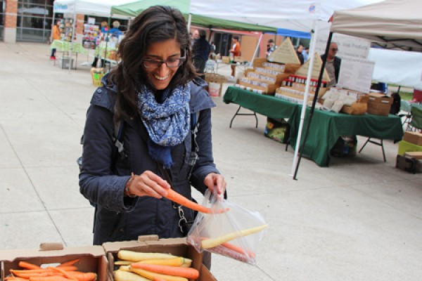 Education major Natasha Jamal selects colourful carrots