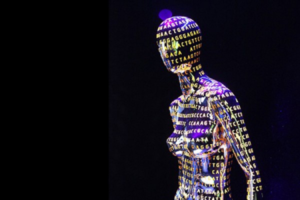 human figure with DNA code