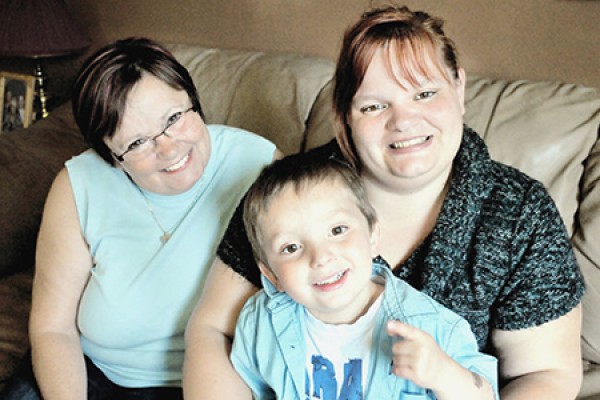 Danielle Leduc with her mother Anita and son David