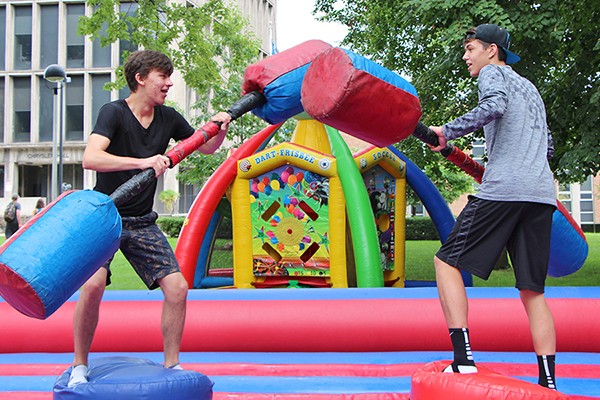 Matthew Nelson and Sheldon Foldesi joust.