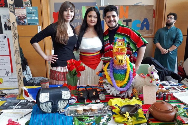 display of clothing and artifacts shows off Latin American culture