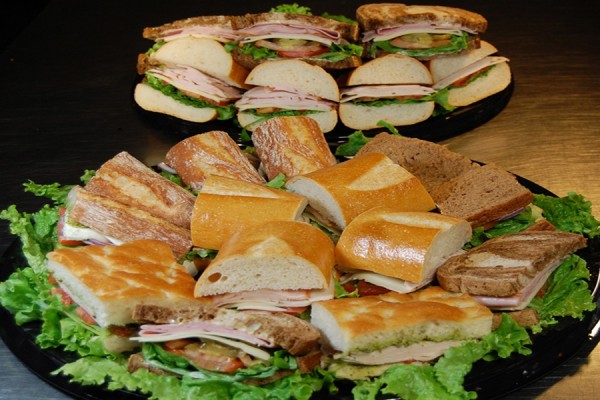 Platters of deli sandwiches