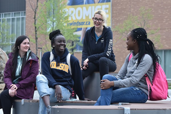 Students seated in River Commons