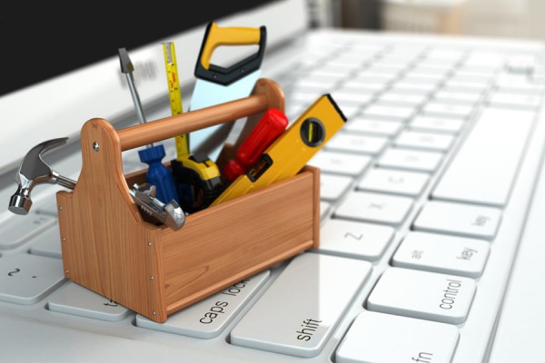 laptop keyboard with toolbox on it