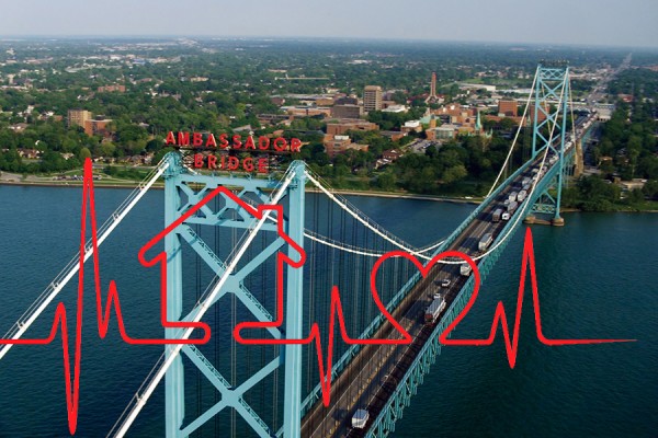 heartbeat superimposed on aerial photo of Windsor
