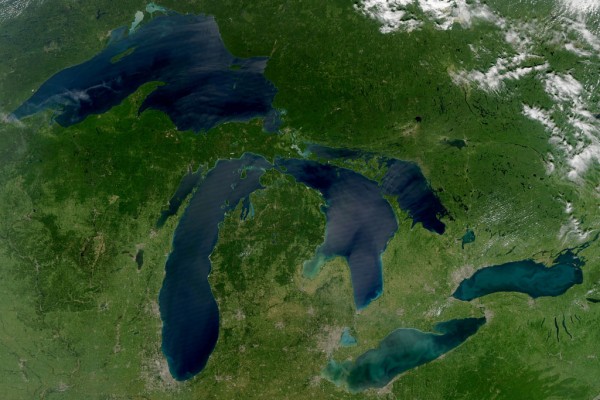 The Laurentian Great Lakes are pictured in this August 2010 NASA photo.