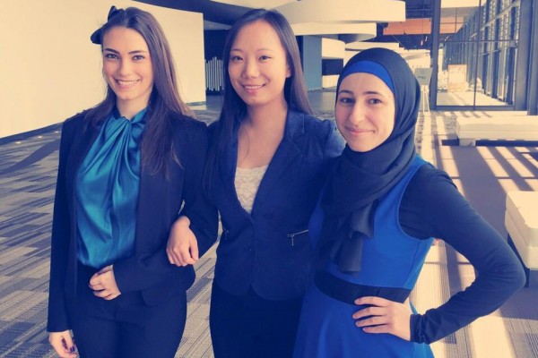 The team of Amal Ghamrawi, Ruoshi (Rose) Zhao, Tania Farah and (not pictured) David Tran, walked away with top honours at the Water Environment Association of Ontario (WEAO) Student Design Competition held recently in Toronto 