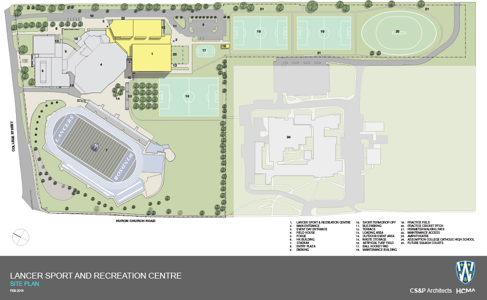 The Site Plan for the Lancer Sport and Recreation Centre.