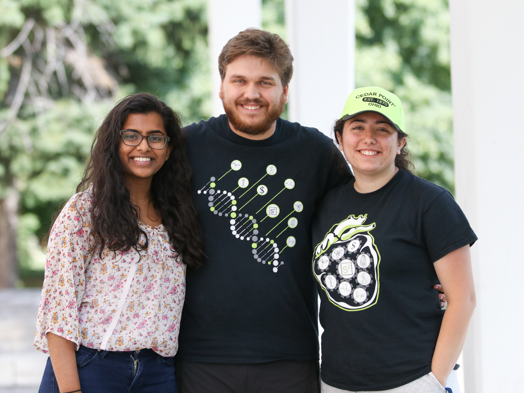 Science undergraduates Kiruthika Baskaran, Jake Frank and Layale Bazzi were all introduced to Science Academy as high school students and now help to lead the program.