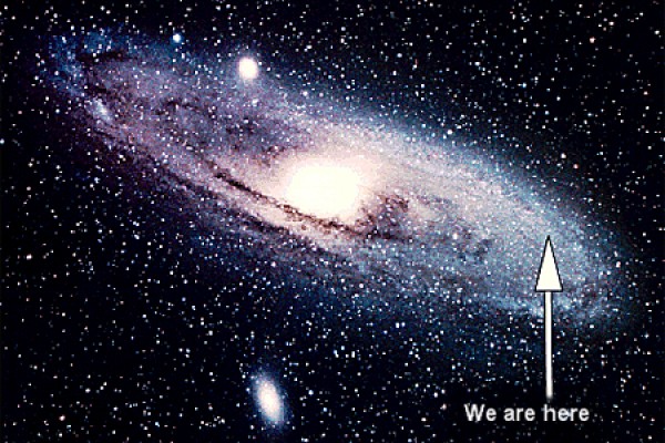 picture of galaxy labelled &quot;we are here&quot;