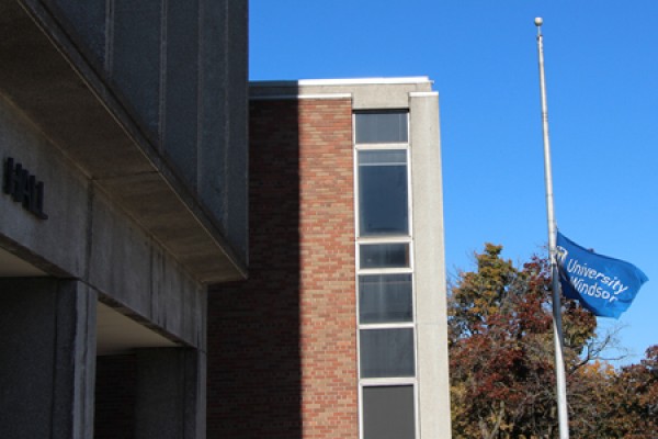 lowered campus flag