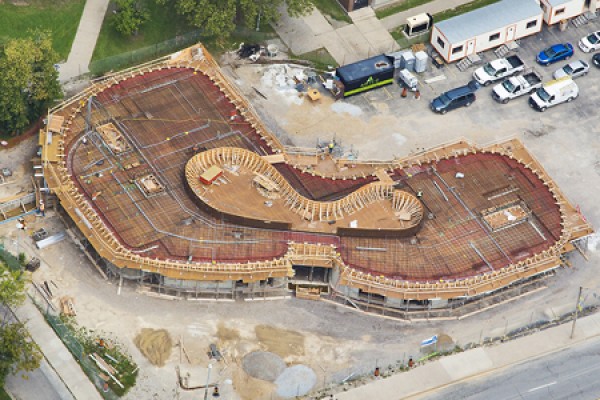 aerial photo: Welcome Centre construction site