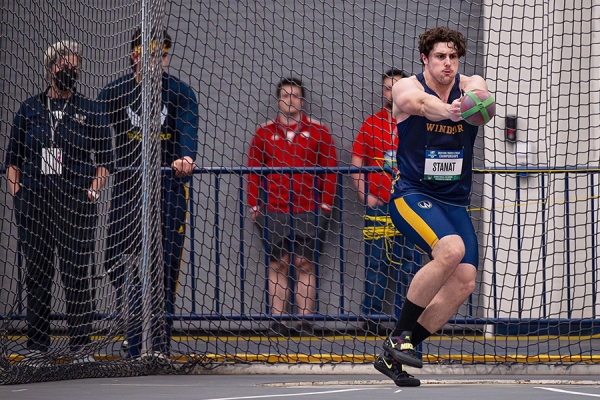 A.J. Stanat competing in weight throw