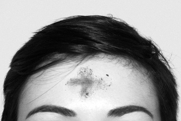 forehead with ashes in shape of cross