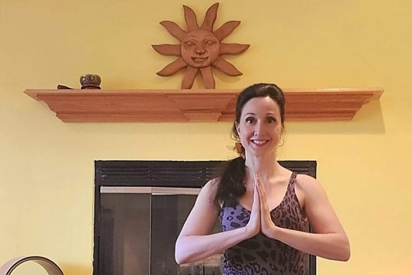 Giovanna Abraham in yoga pose