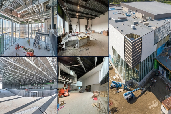 photos documenting construction progress in the Lancer Centre