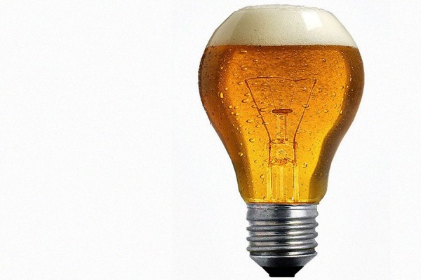 light bulb filled with beer