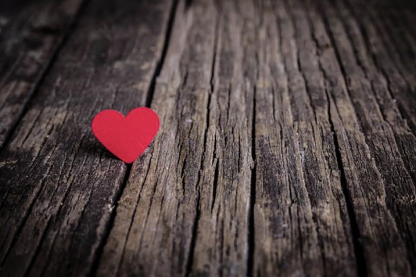 heart painted on wooden floor