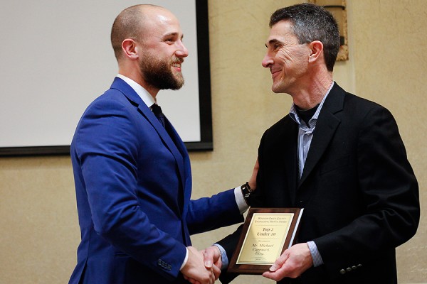 Michael Cappucci (BASc 2011) was one of three alumni named the Top Three Under 30 by Windsor’s Engineering Month Committee during a ceremony April 13 at the Fogolar Furlan Club.