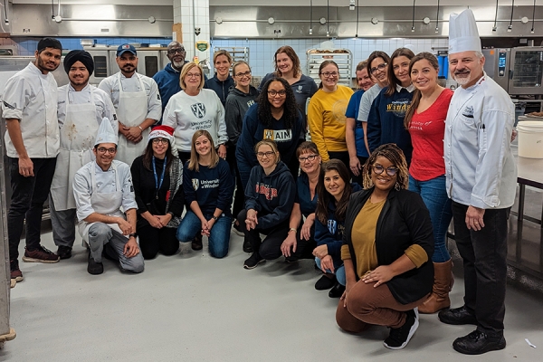 UWindsor employees with catering staff of the St. Clair Centre for the Arts