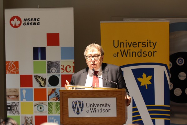 Dr. Roman Maev addresses the crowd at last week&#039;s funding announcement