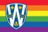 rainbow flag with UWindsor logo