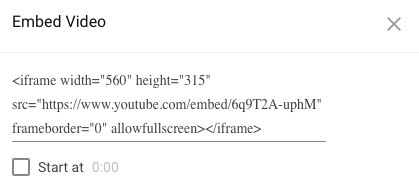 YouTube embed video window showing the embed code