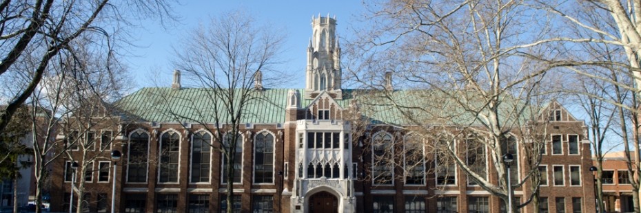 Photo of Dillon Hall front facade in winter
