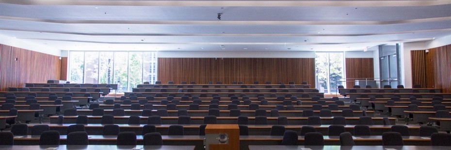 Photo of empty lecture hall from front stage