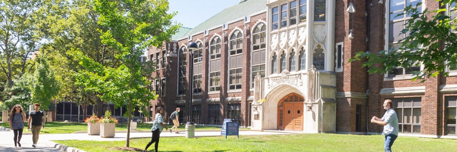 Students on lawn outside Dillon Hall