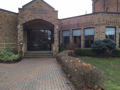 photo of the north entrance to Assumption Hall
