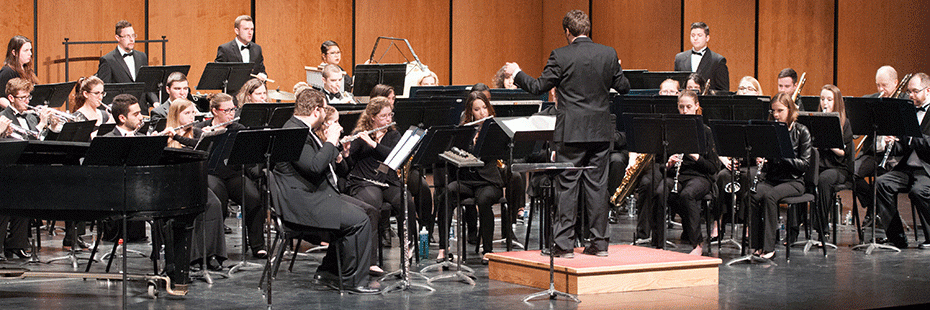 Dr. Nicholas Papador conducts the University Wind Ensemble at their spring 2017 concert