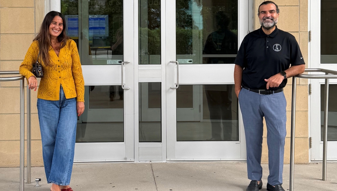 Lena and Fadi Bidawid in front of Odette School of Business