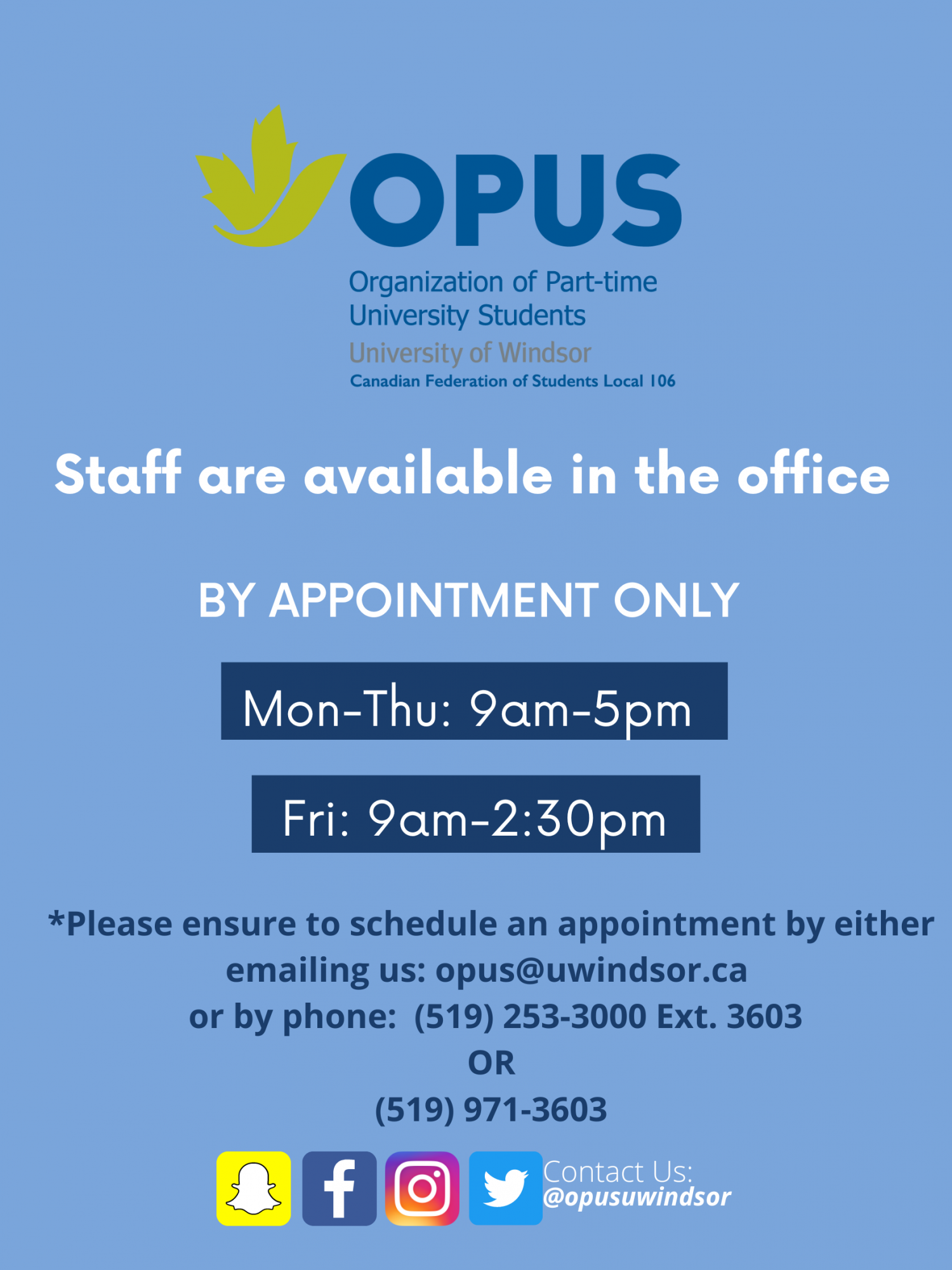 OPUS office working hours image