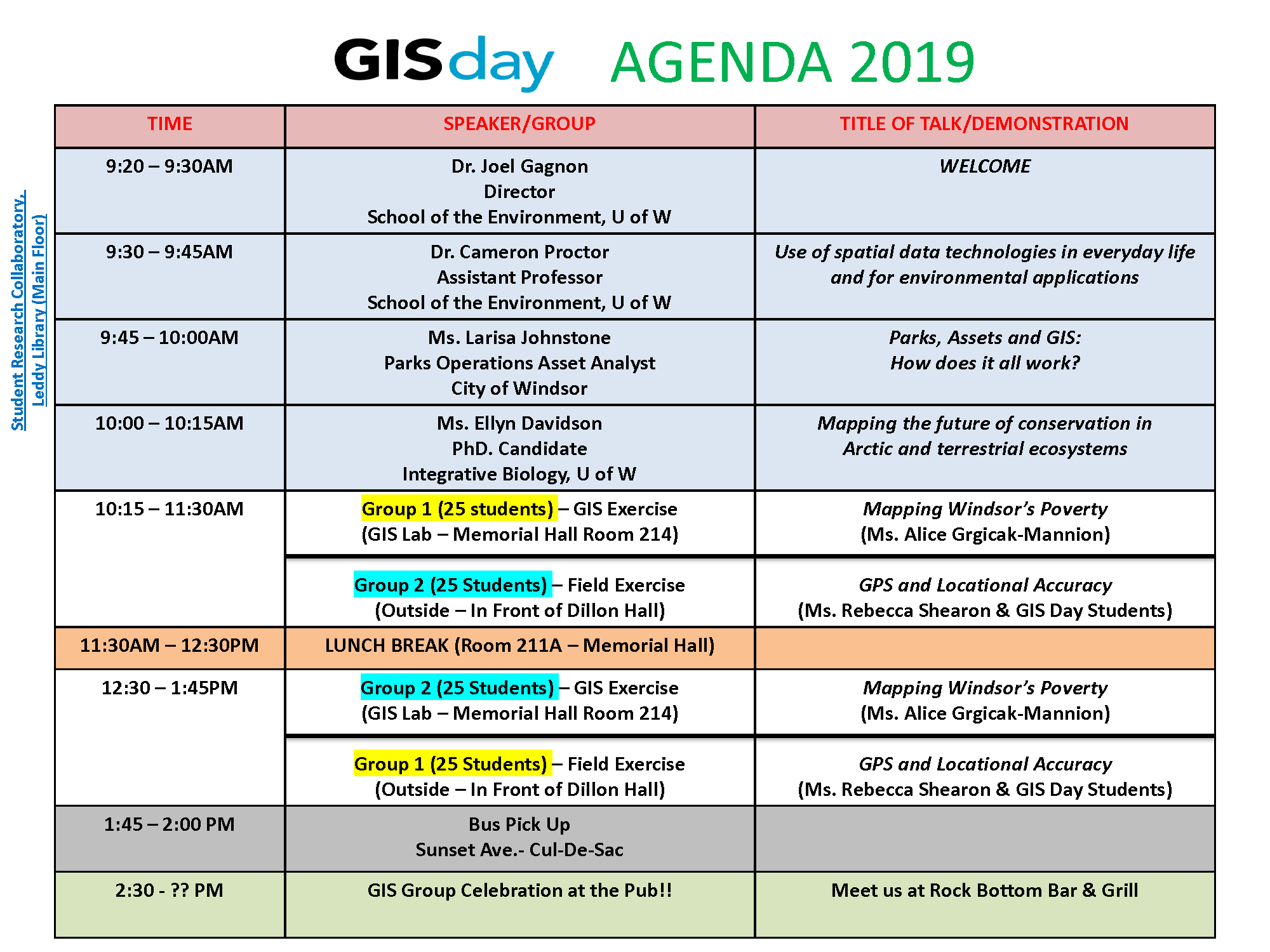GIS Day itinerary