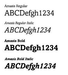 Examples of Amasis font