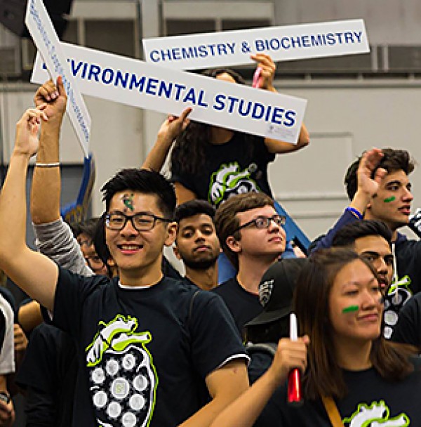 students cheering