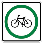 sign: bicycle in green circle